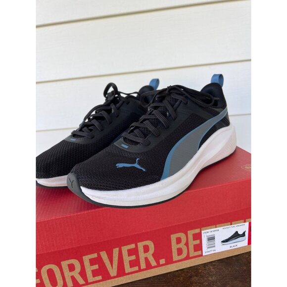 Puma Mens Rocket Fuel Sneakers Size 8.5 Black/Blue Mesh Lightweight Running Shoe - Picture 2 of 6